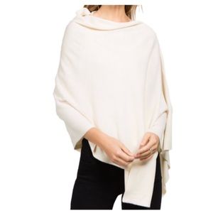 Ivory Soft and Cozy Poncho Cashmere-like